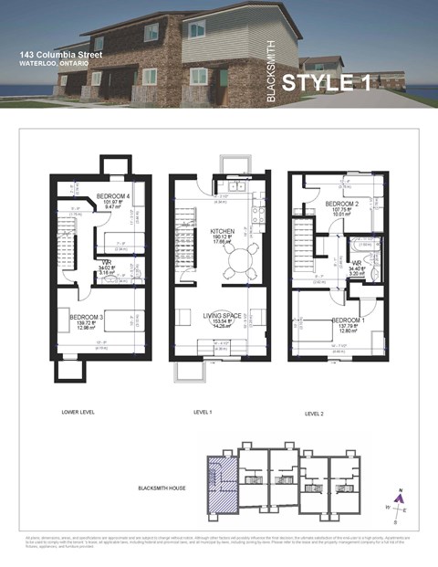 Floor plan for 4 beds, 2 baths, 140 sqft